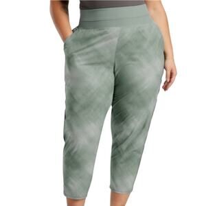 Athleta Nolita Slim Tapered Printed Crop Pant Denali Grey Green Women's 24 NWOT
